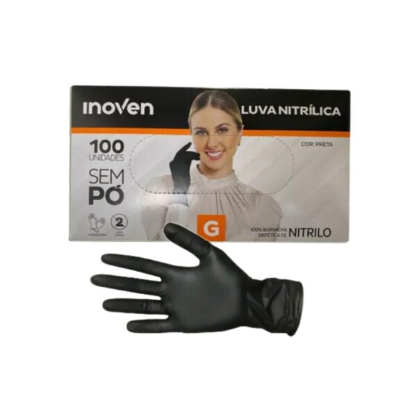 Luva Nitrilica Preta Inoven com 1000 unidades